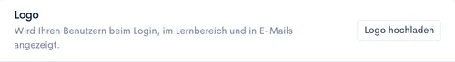 Bereich ‘Logo’ der Design-Einstellungen mit Beschreibung und Button ‘Logo hochladen’